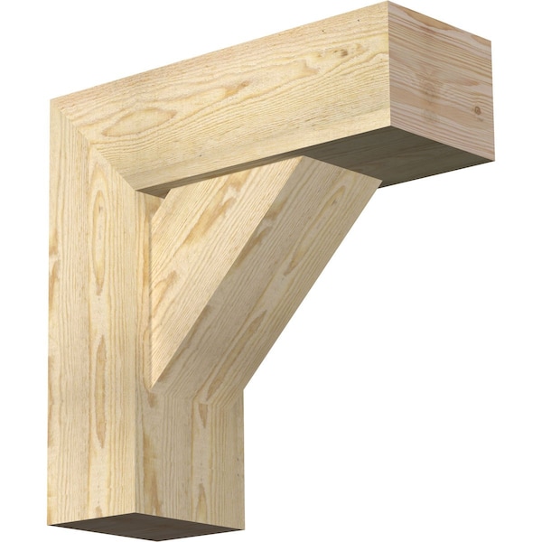 Ekena Millwork Traditional Block Rough Sawn Bracket w/ Offset Brace, Douglas Fir, 8"W x 22"D x 22"H BKT0806X22X22TRA05RDF - main